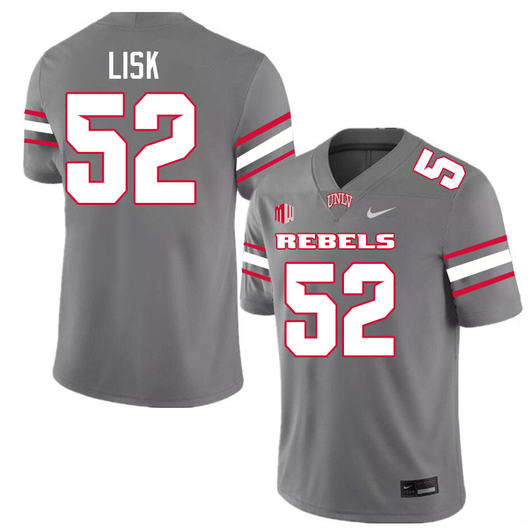 Men #52 Ben Lisk UNLV Rebels College Football Jerseys Stitched-Grey